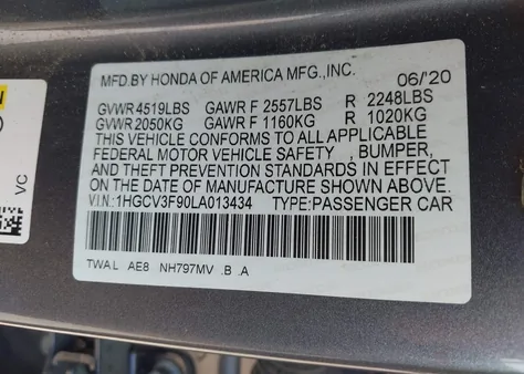 1HGCV3F90LA013434